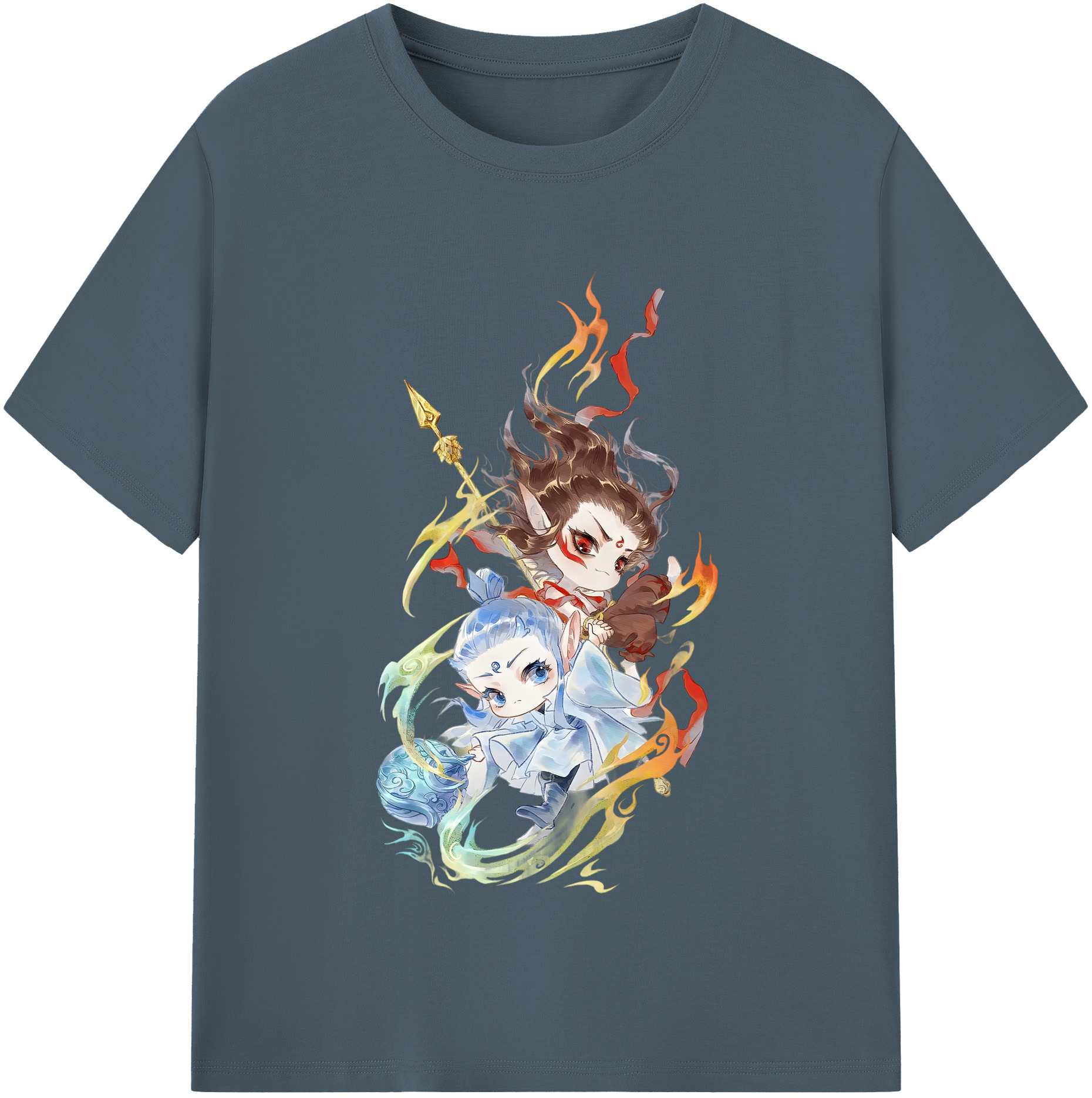 （画像用） Ne Zha 2 ナタ 魔童の大暴れ 綿100％半袖Tシャツ（フロントプリント）